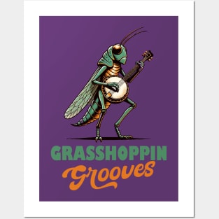 Grasshopper with banjo Posters and Art